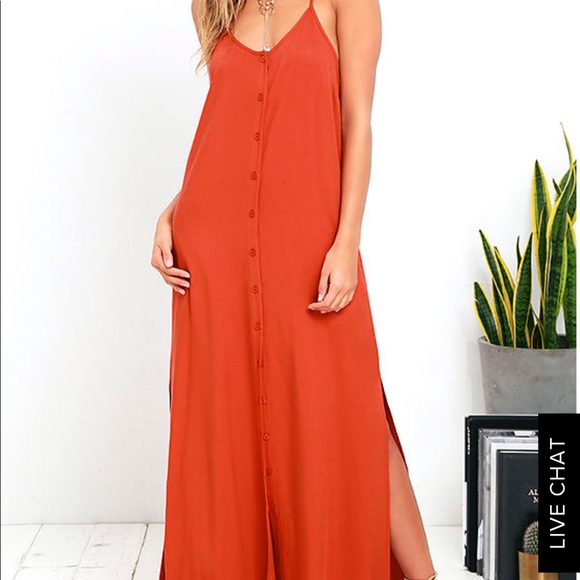 Lulus Dresses & Skirts - Orange button down maxi dress